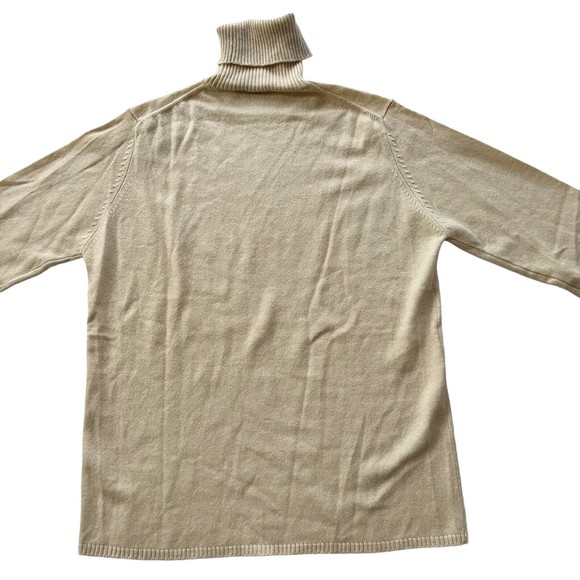 CULLEN 100% CASHMERE PALE SAND BROWN TURTLENECK LONG SLEEVE SWEATER Sz M - Picture 4 of 11